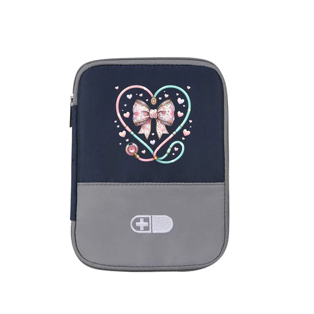 sac de rangement pour médicaments de grande capacité, design stéthoscope et nœud papillon, organisateur portable pour la maison, usage quotidien, 1 pièce