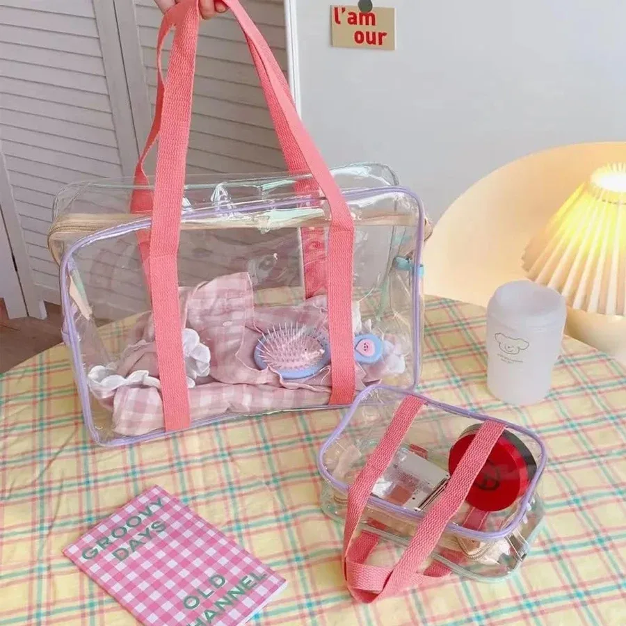 Sac de rangement de cosmétiques de voyage Transparent et étanche, sac à main de voyage de plage, trousse de toilette, organisateur, 1 à 2 pièces
