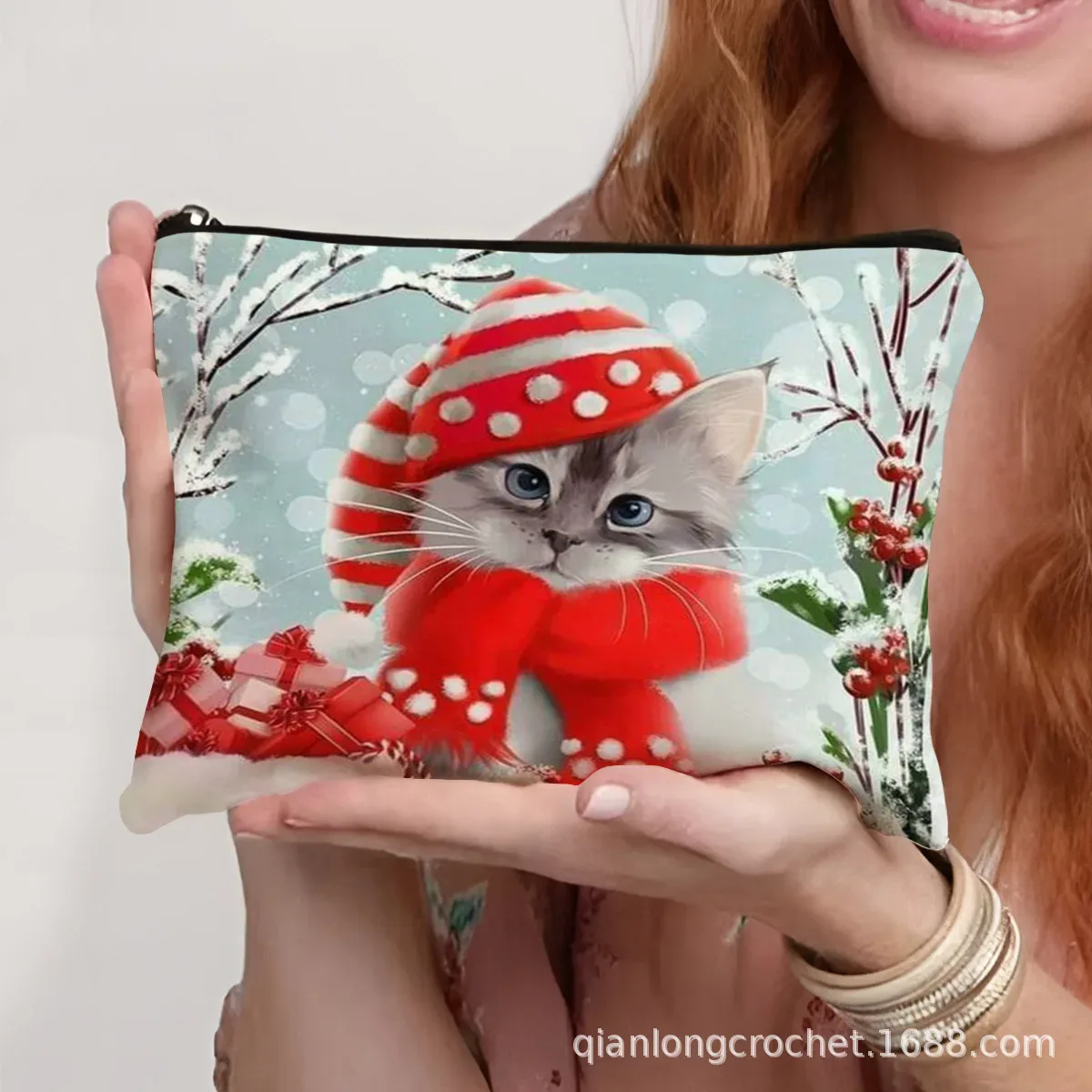 sacs de maquillage tendance de noël, étuis à crayons imprimés bonhomme de neige et sacs de rangement pouvant être personnalisés pochette de maquillage, offre spéciale