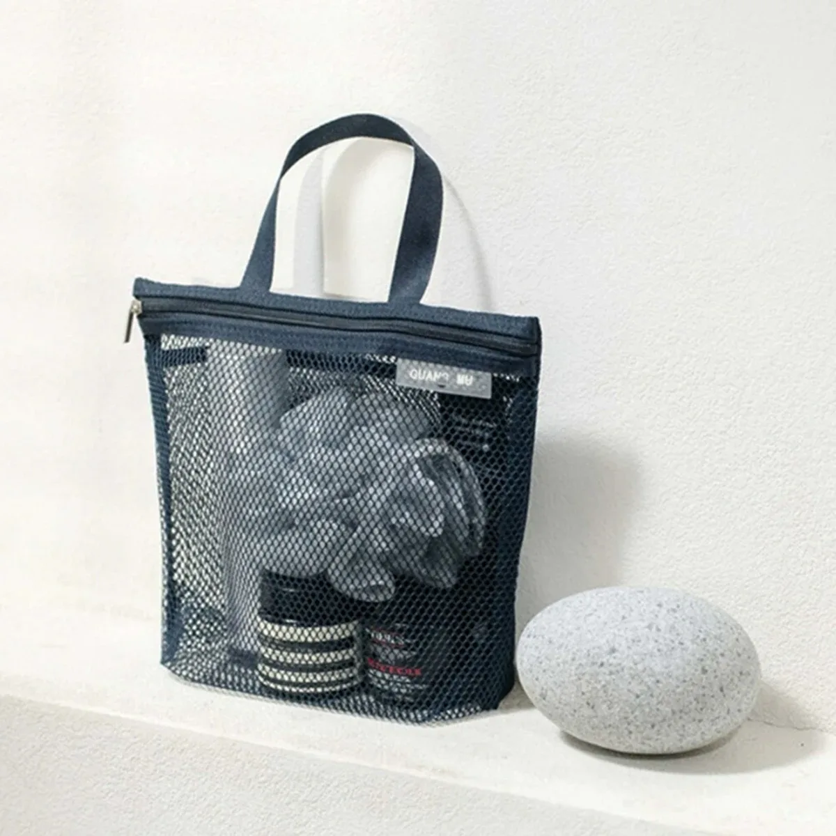 sac de maquillage portable en maille imperméable, sac de bain, sac de sport, sac de rangement pour articles divers, trousse de toilette de voyage