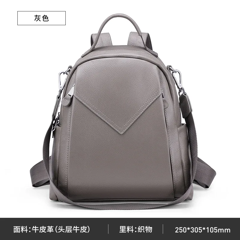 sac à dos de luxe en cuir de vachette 100% véritable pour femme, grand sac à dos, vert, noir, gris, loisirs, voyage, initié, 03/bagpack