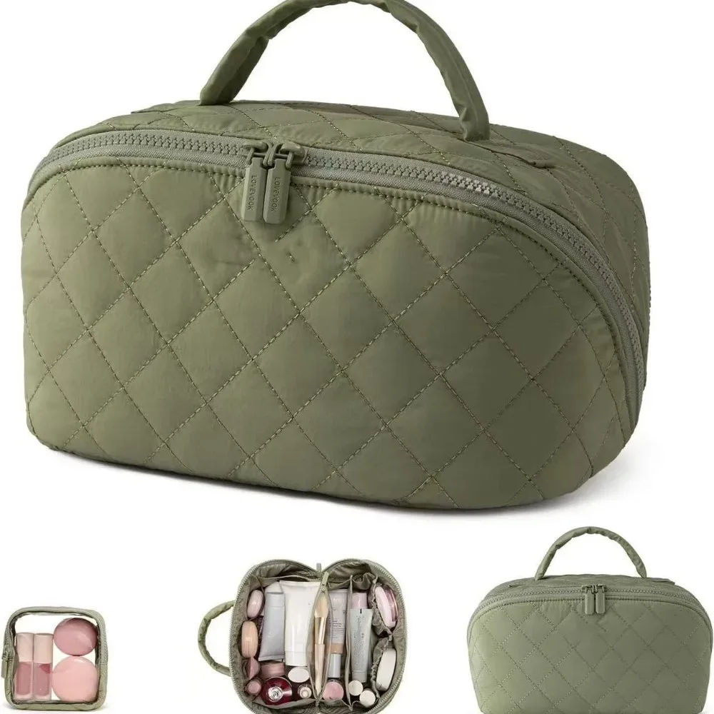 nouvelle trousse de maquillage pour femmes, grande capacité, pliable à plat, légère, portable, trousse de toilette, trousse à cosmétiques, sac de voyage et d'affaires