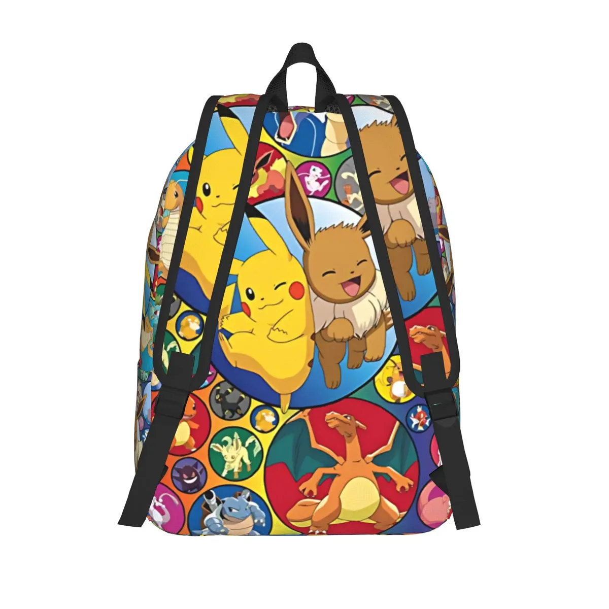 Sac à dos tendance avec imprimé Pokemon Pikachu Eevee Collage, Mochilas léger pour le travail, sac à dos de grande capacité