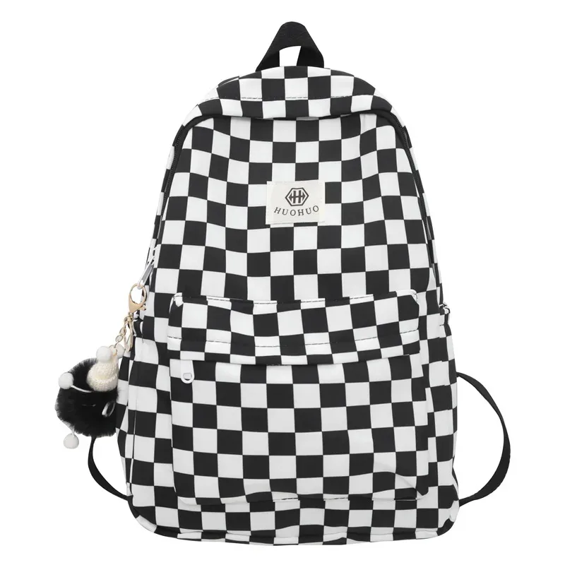 sac à dos décontracté à carreaux style rétro coréen et hongkongais pour étudiants, sac à dos de rangement à lettres, sac à dos double épaule pour femmes pour l'école et l'éducation