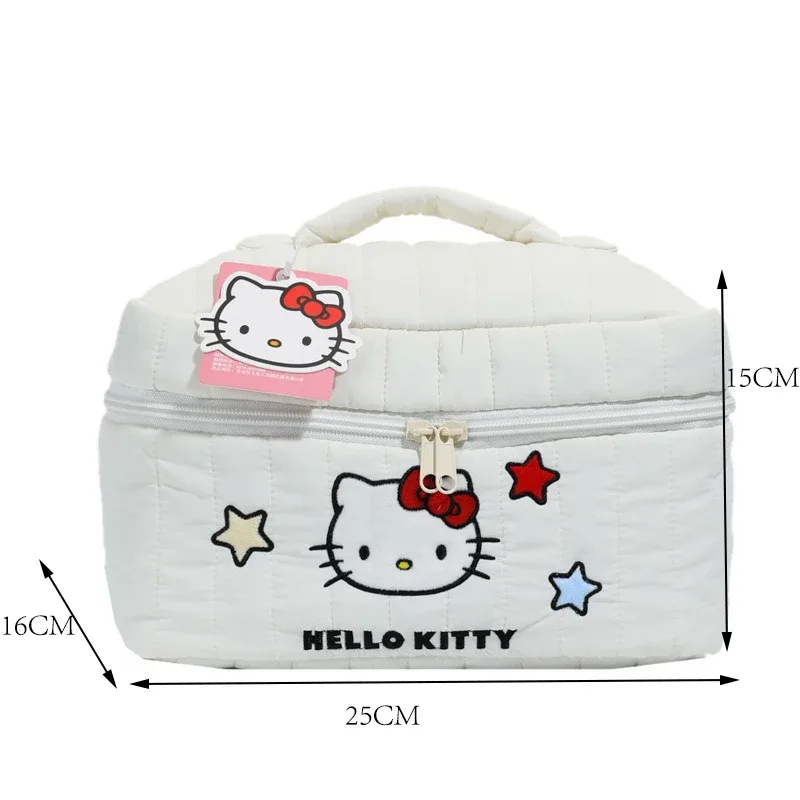 véritable trousse de maquillage hello kitty, mignonne, portable, grande capacité, idéale pour les voyages.