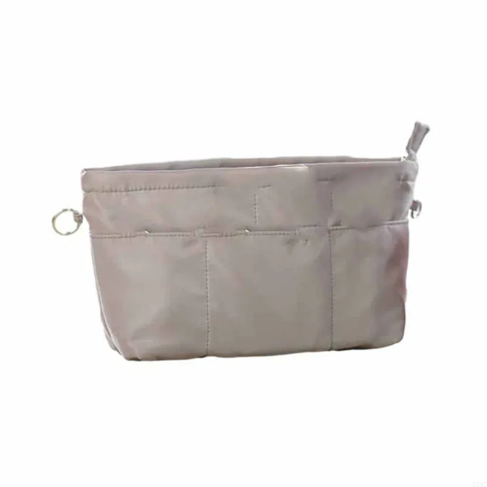 sac à main multi-poches pour femmes, organisateur de cosmétiques vintage, sac à insérer avec fermeture éclair, sacs de rangement multifonctionnels de couleur unie