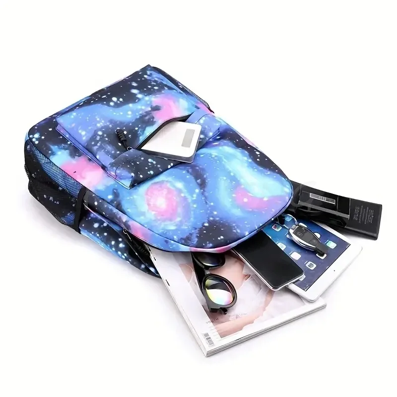 nouveau cr7 sac à dos 3 pièces sac de voyage toile sac à dos étudiants sac d'école pour garçons filles toile adolescents ordinateur portable fermeture éclair mochilas pour cadeau