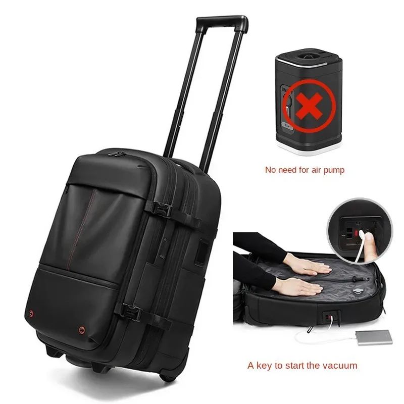 Sac à dos à roulettes avec roulettes, sac à dos à roulettes de grande capacité, bagages sous vide, valise de voyage, bagages roulants, sac pour ordinateur portable d'affaires