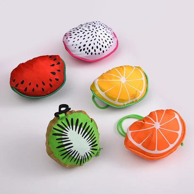 sac fourre-tout pliable en polyester, motif de fruits, 38x58cm, grande capacité, réutilisable, léger, pour le stockage des courses au supermarché, 1 pièce