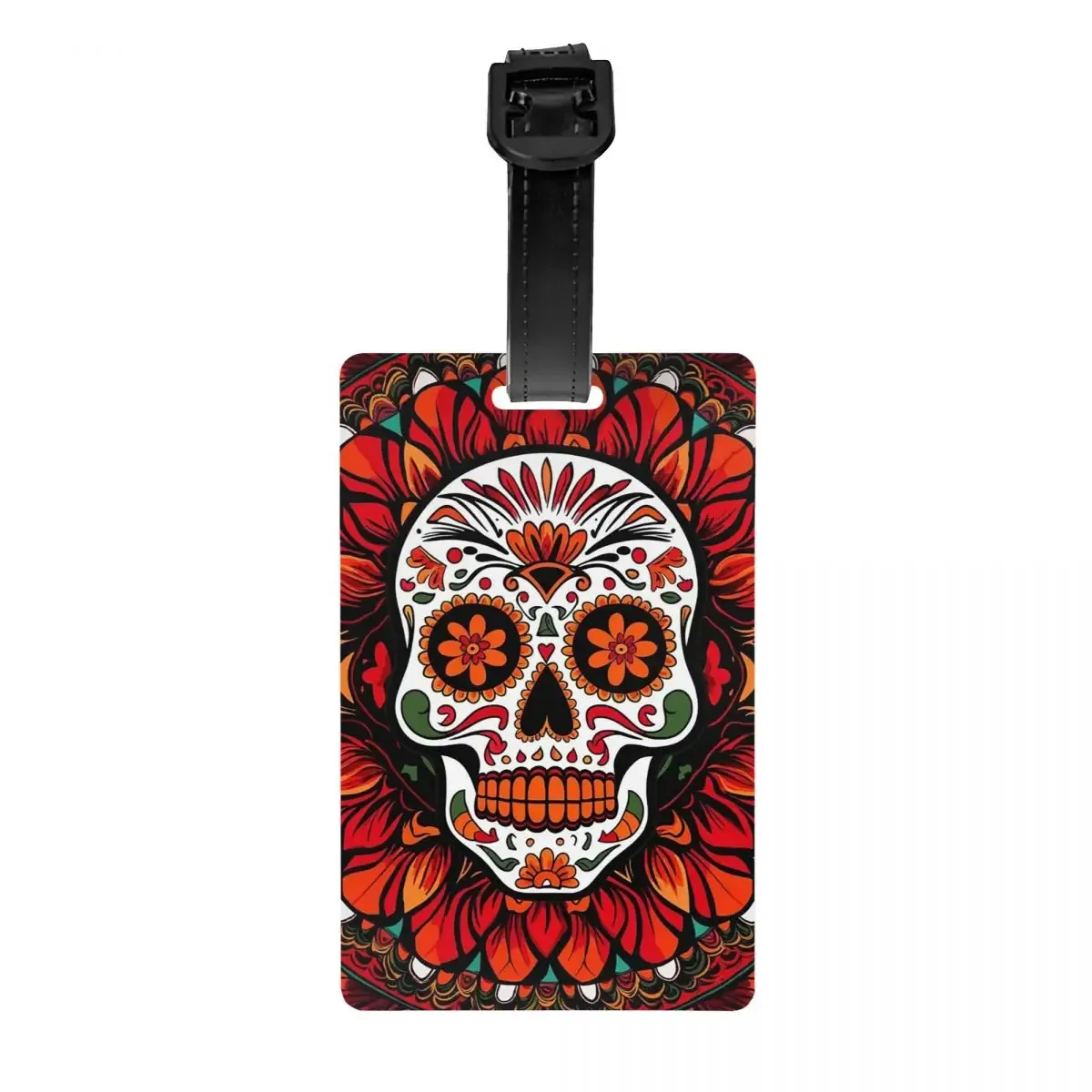 étiquettes à bagages avec illustration de crâne mexicain calavera, accessoires pour valises, étiquette de bagage de voyage, porte-étiquette d'embarquement, porte-nom, adresse