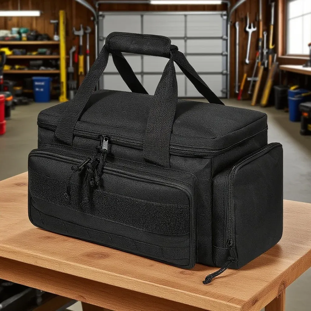 sac à outils tactique robuste de 14 pouces, base antidérapante, organisateur de travail polyvalent pour bricoleur, charpentier, rangement d'outils portable durable