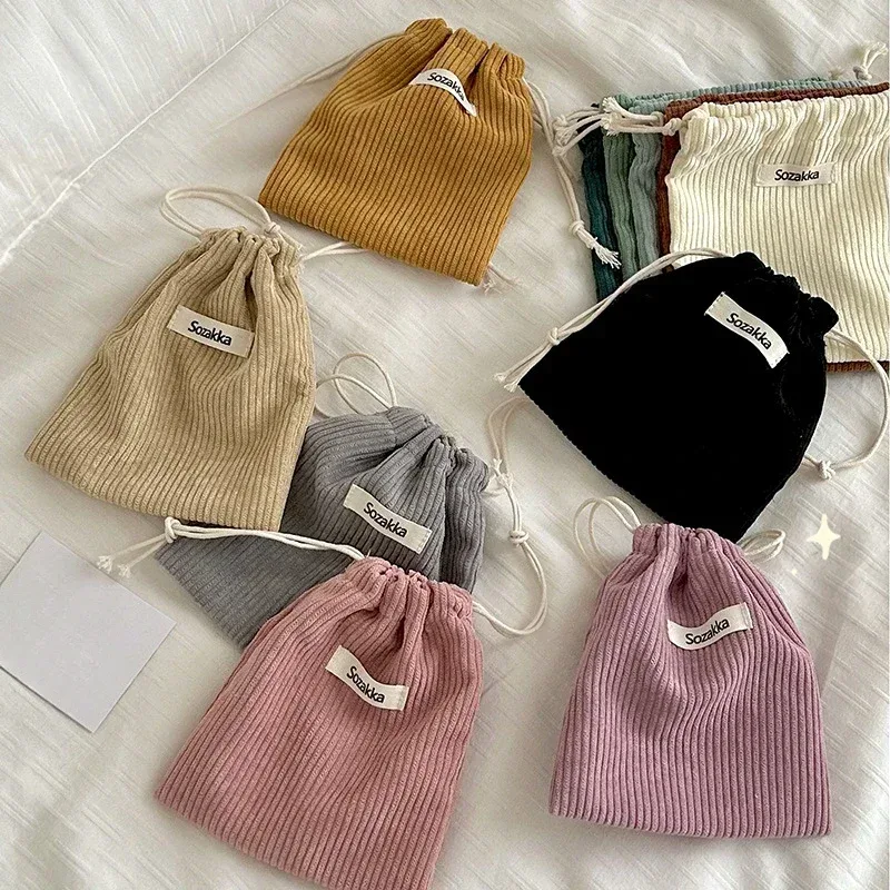 sac à cosmétiques à cordon de couleur unie, 1 pièce, pochette de voyage pour cosmétiques, rouge à lèvres, bonbons, sac d'emballage cadeau de noël, sac de rangement