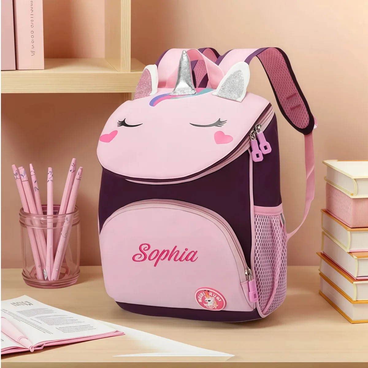 sac à dos de maternelle, adorable licorne, sac d'école personnalisé avec nom, sac d'école léger pour filles, cadeaux de voyage quotidiens pour la maternelle