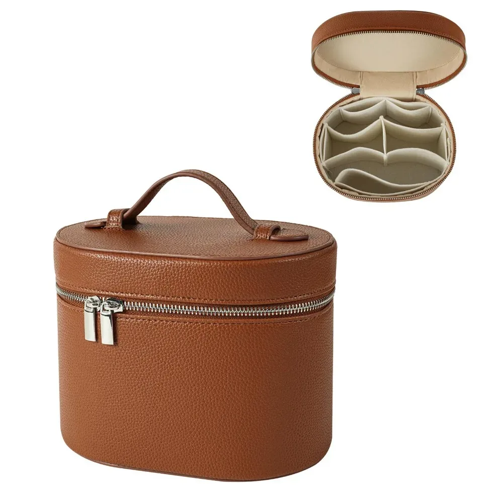 boîte à cosmétiques de grande capacité en cuir pu, boîte de rangement interne, sac de voyage, organisateur, fermeture éclair étanche, sac de maquillage pour usage quotidien