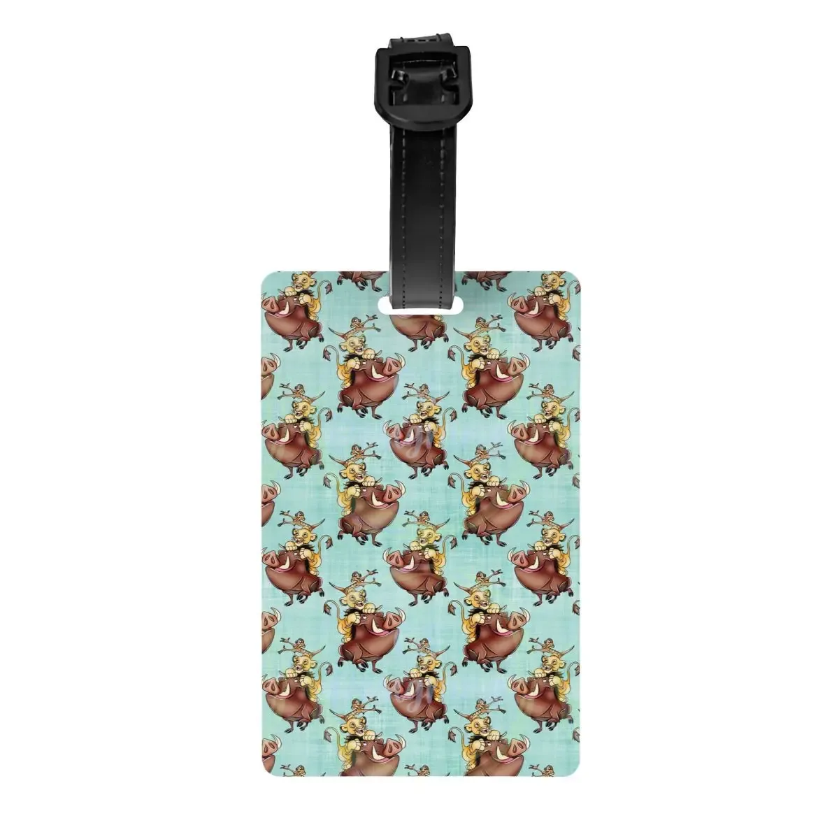 étiquette de bagage personnalisée rafiki avec carte nominative, étiquette d'identification avec couverture de confidentialité the lion cartoon k-kings pour sac de voyage et valise