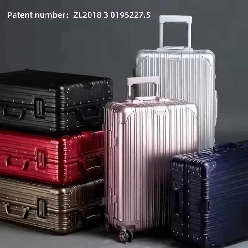 valise de voyage en alliage d'aluminium et de magnésium, nouveau style, roue muette de haute qualité, chariot à bagages roulants de 20/24/26/29 pouces, 100%