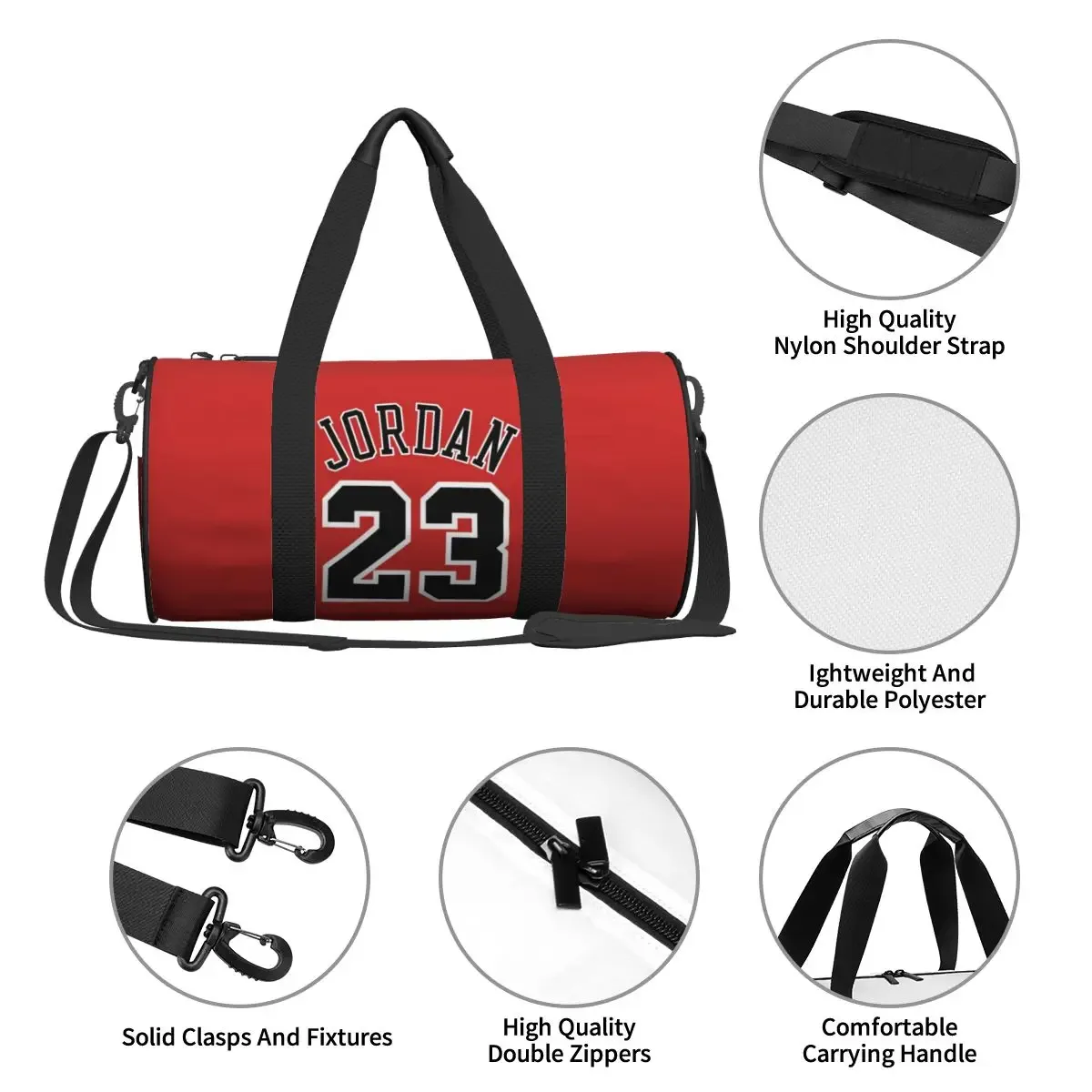 m-jordan 23 sac de voyage rond de grande capacité pour homme et femme, bagage à main de grande capacité, sac de sport et de fitness, sac de voyage