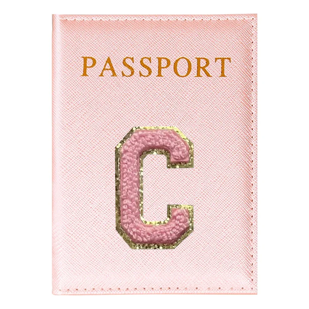 porte-passeport série lettres roses plan aérien accessoires de voyage couverture d'identité portable carte bancaire passeport affaires portefeuille en polyuréthane