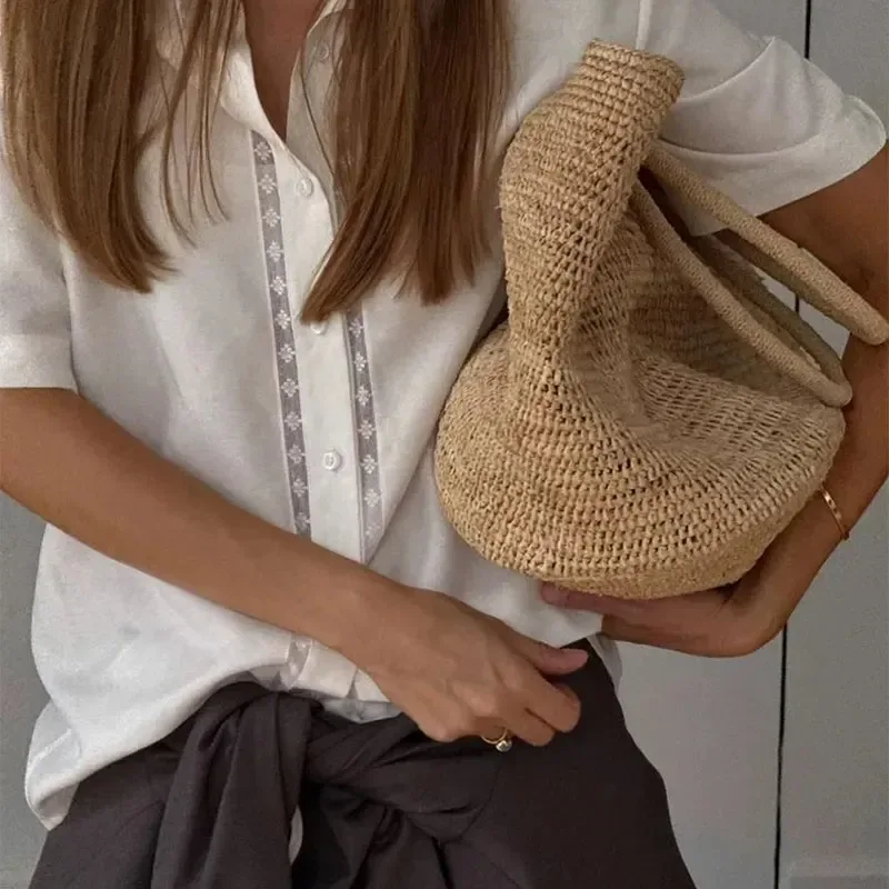 nouveau grand sac fourre-tout de voyage en raphia 100% naturel, sac à bandoulière en herbe tressée, sac à main de luxe, sac de plage designer, sac cabas