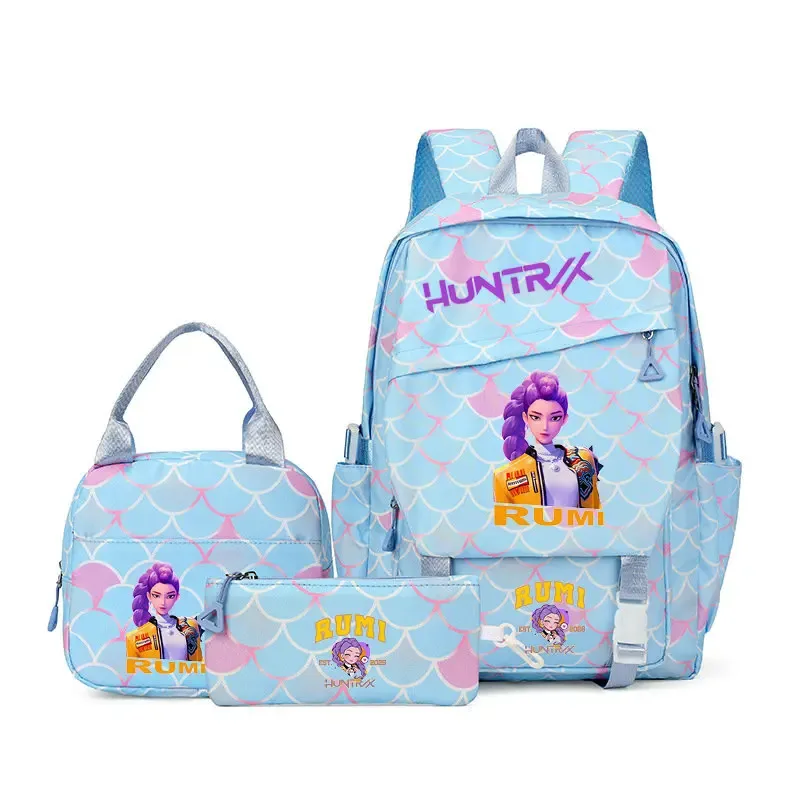 sacs à dos kpop demon hunters, 3 pièces, avec sacs à déjeuner, trousse à crayons, sacs à dos de voyage de grande capacité pour femmes et hommes, sacs d'école pour adolescents