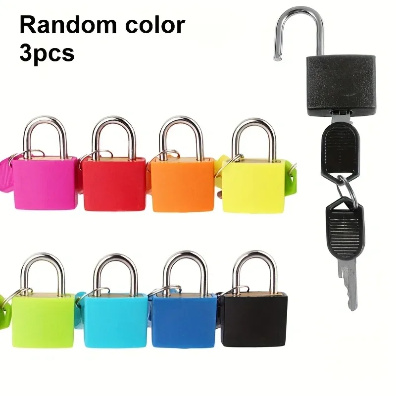 mini cadenas coloré avec 2 clés, petit cadenas pour valise, sac à bagages, tiroir, armoire, sac à dos, 3/6 pièces