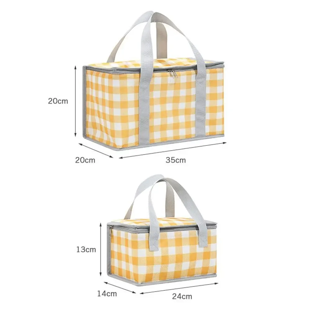 sac de rangement isotherme à carreaux pour femme, sac fourre-tout pour pique-nique printanier, sac à main pour aliments, sac de camping pour conservation des aliments