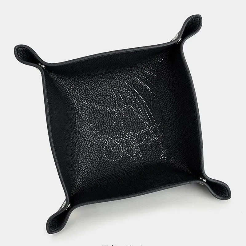 plateau de rangement en cuir de vache à deux couches, organisateur de bureau pour clés, bijoux, boîte de rangement de cosmétiques, organisateur pliant, décoration de la maison