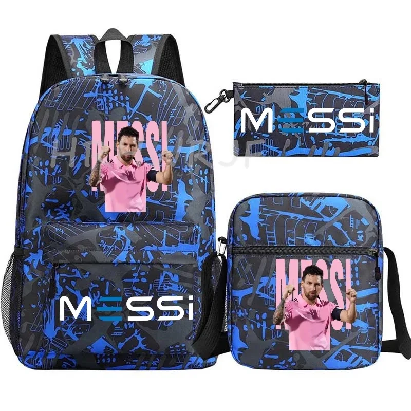 sac à dos de football messi imprimé, grande capacité, sacs d'école avec étui à stylos décontracté, sac à bandoulière, sac de sport no 10, sacs de voyage pour femmes et hommes