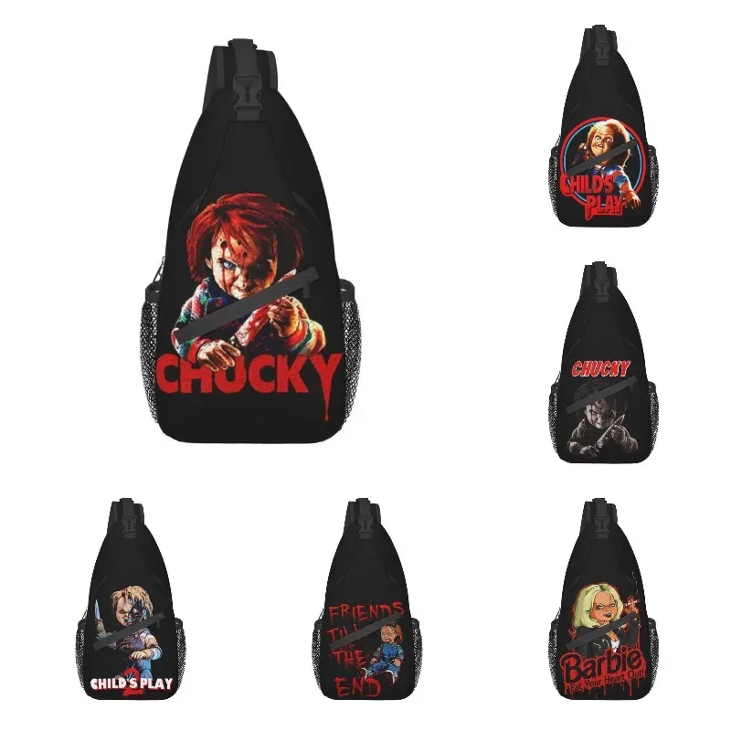Chucky Killer Horror Halloween Sling Crossbody Sac à dos pour homme, enfant, sac de poitrine pour la randonnée, initié au film