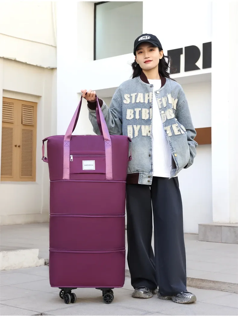 sac de voyage sac à dos grande capacité démontage roue universelle sac de rangement bagages portable double couche sac vérifié avec roue