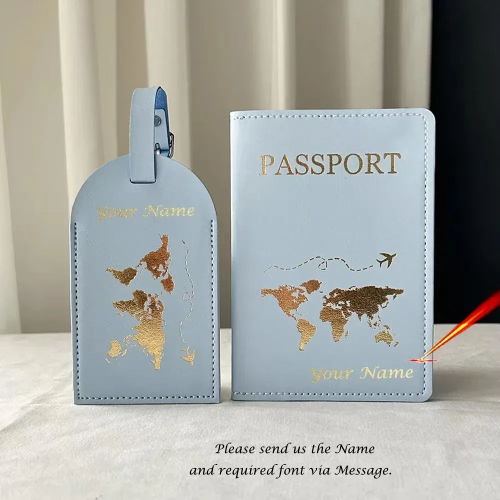 protege passport personalisé prenom avec étiquettes à bagages, couverture passeport personnalisé carte de l'ue, étui mignon, portefeuille de voyage, accessoires de voyage