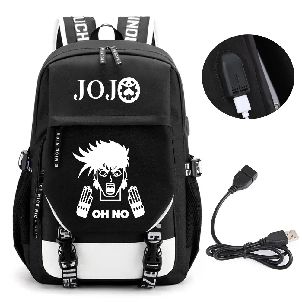 sac à dos de voyage pour ordinateur portable garçon et fille, chaîne anime jo jonathan joes killer golden experience, sacs à livres scolaires mochila, port usb