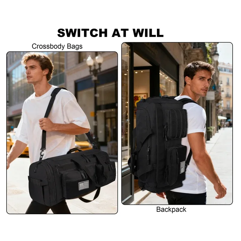 lhi 50l 3 en 1 sac de voyage hommes grands sacs de sport de sport sac à dos militaire tactique avec compartiment à chaussures et poche humide