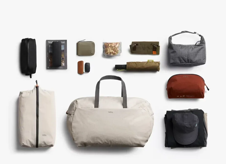 sac de voyage léger bellroy lite duffel 40l, sac de sport à double fermeture éclair, sac de voyage de grande capacité, sac à main pour les trajets quotidiens.