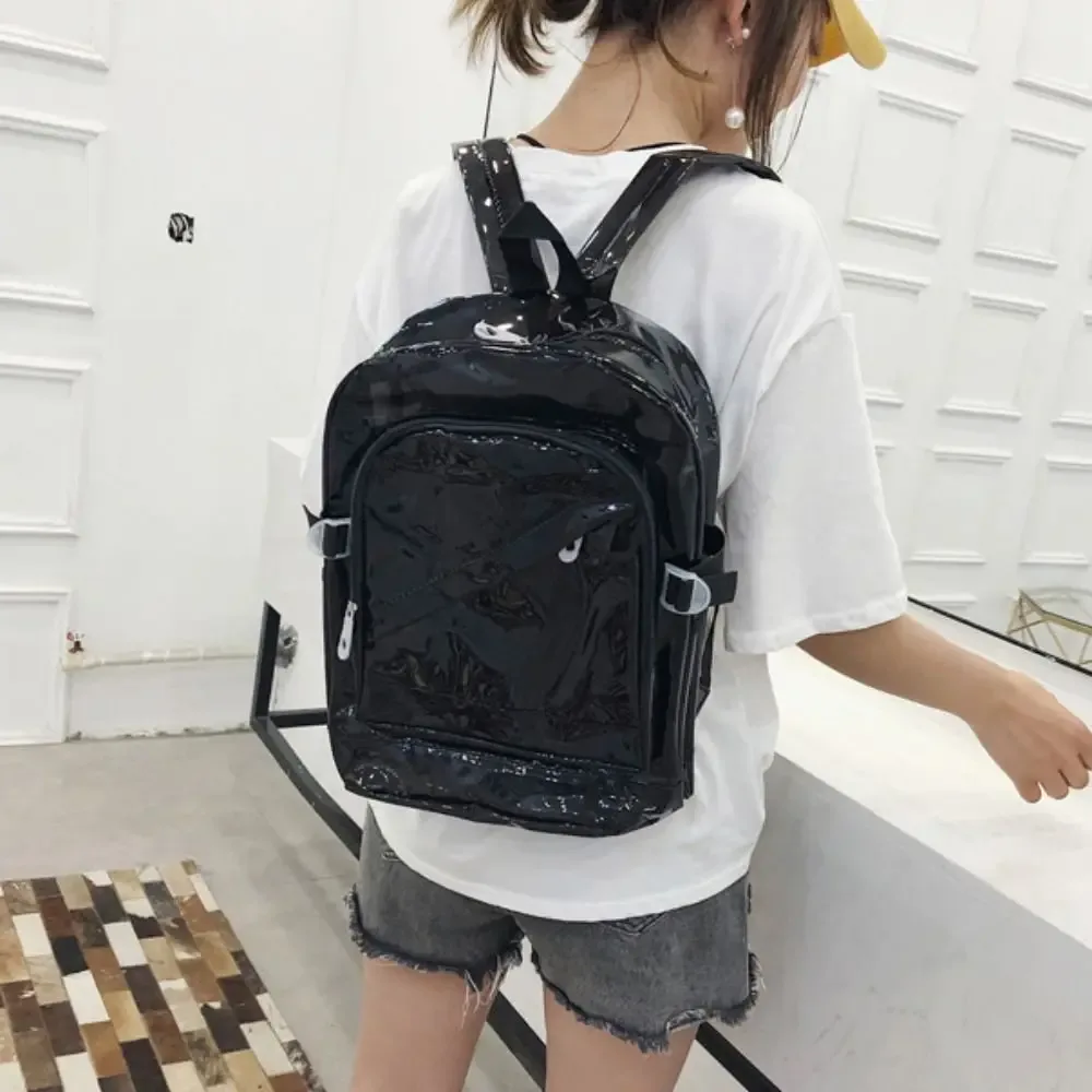 sac à dos transparent de couleur bonbon portable pour adolescents, sac d'école en pvc pour étudiants, sac de voyage polyvalent, sac à bandoulière transparent pour l'école.