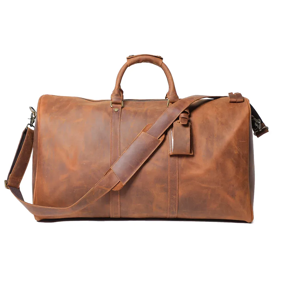 sac de voyage vintage en cuir pleine fleur s.worker, grand sac de week-end pour hommes, sac de sport