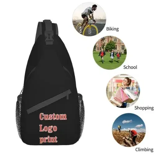 sac à dos à bandoulière avec logo personnalisé pour homme, sac de poitrine initié pour la randonnée