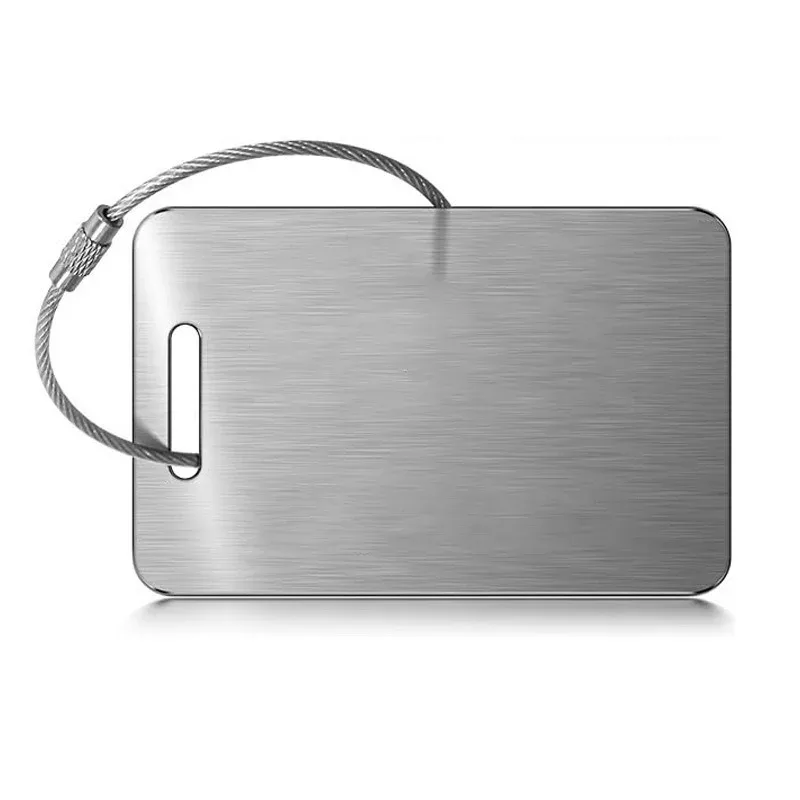 étiquette de bagage avec texte personnalisé, étiquette de valise personnalisée en acier inoxydable, accessoires de voyage anti-perte, étiquettes d'identification de gravure laser