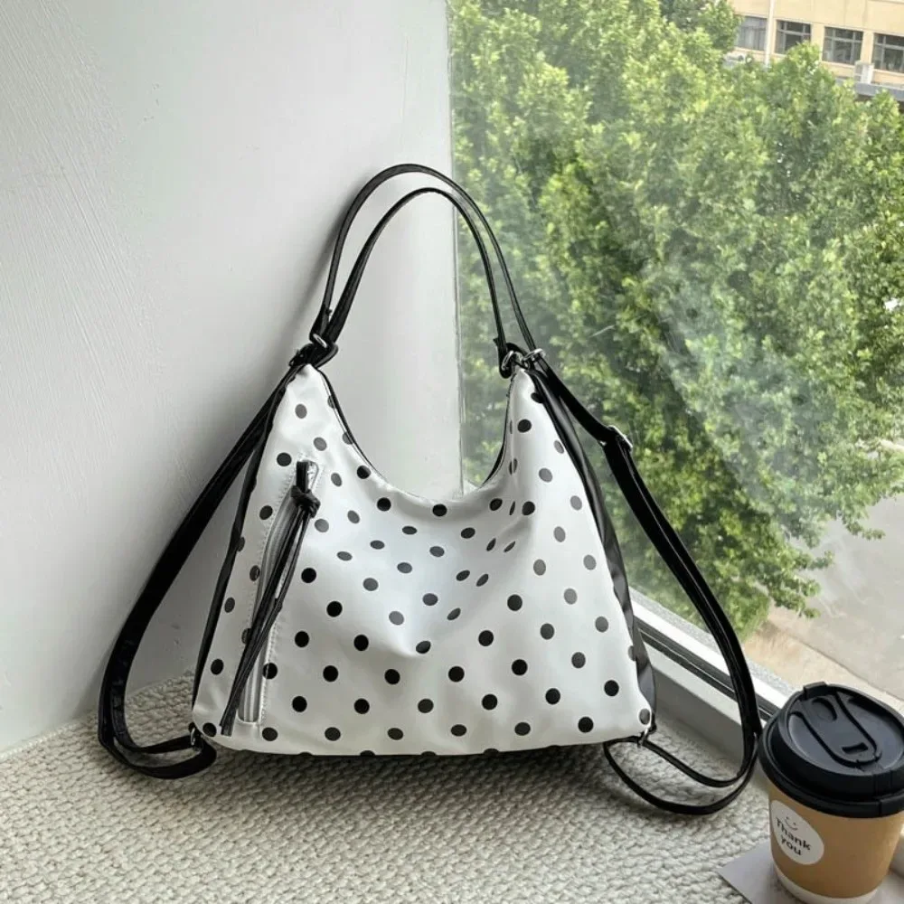 sac à bandoulière simple en cuir pu à pois, sac fourre-tout léger de grande capacité, sac à dos style coréen, sac seau, cadeau pour femme
