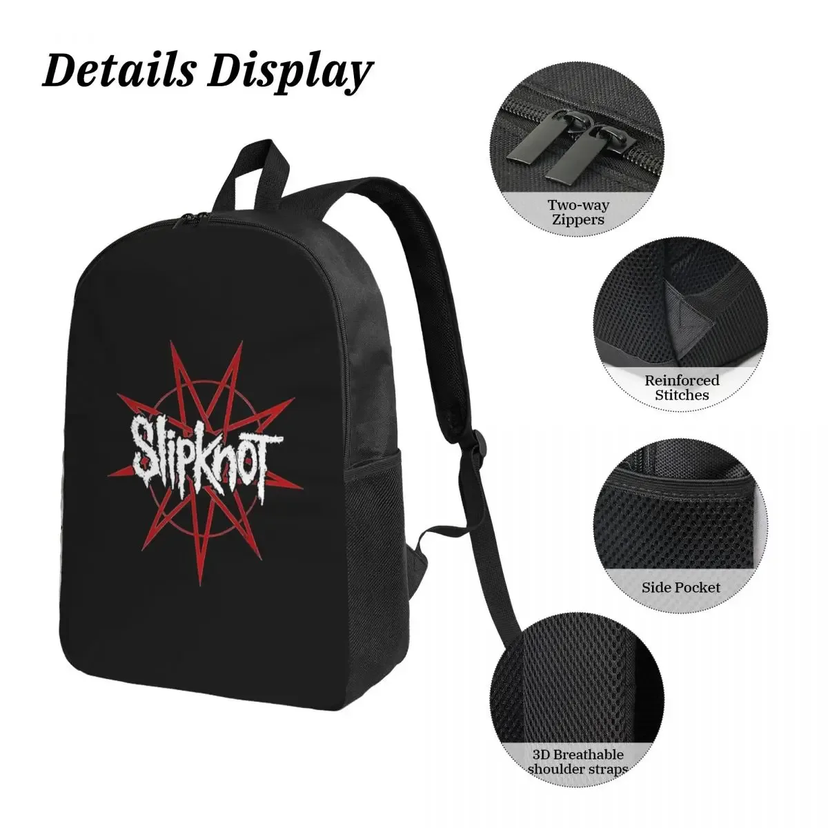 sac à dos s-slipknots heavy mental music pour garçons et filles, sac d'école, sac à bandoulière pour ordinateur portable, 3 pièces, sac à déjeuner isotherme, trousse à crayons