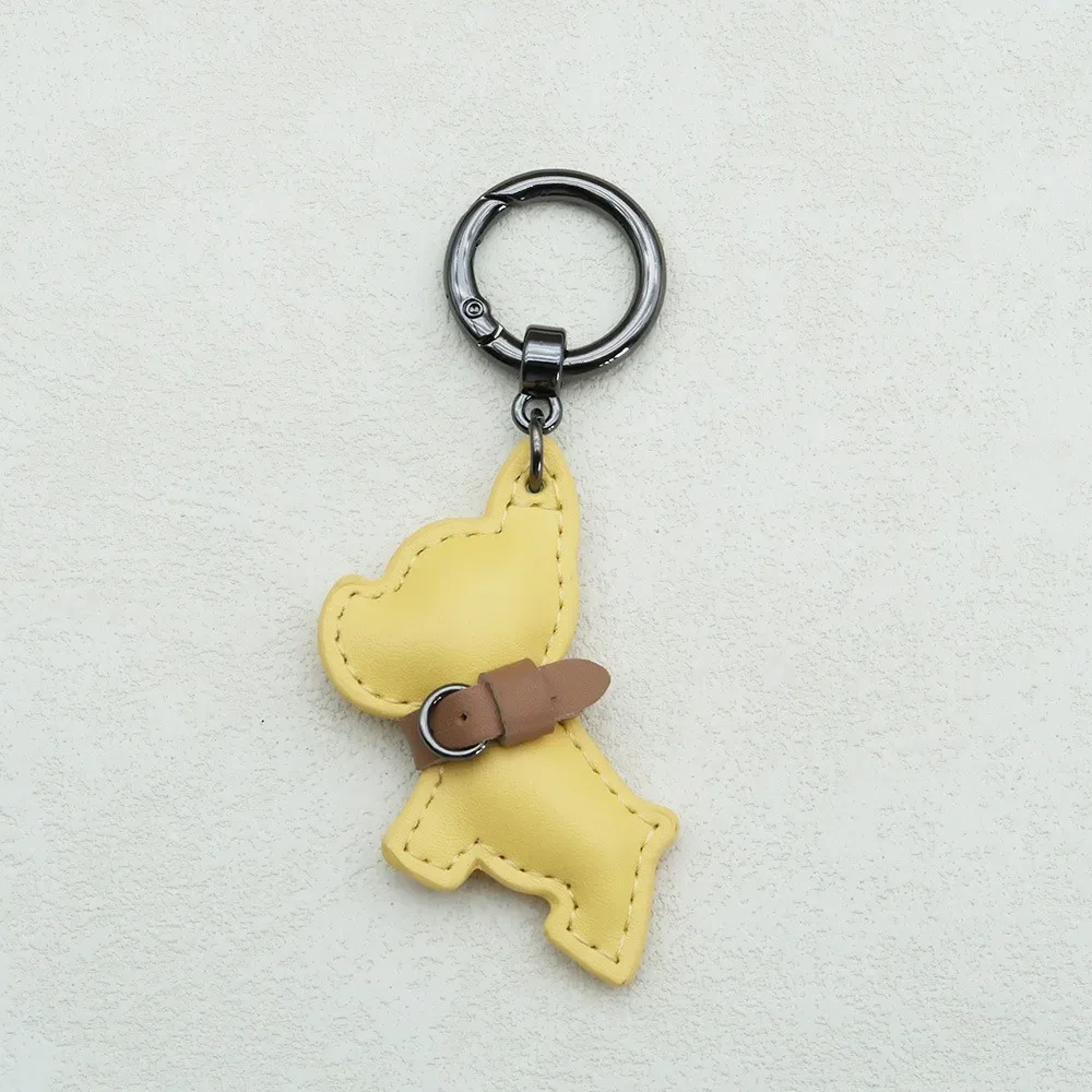 porte-clés bouledogue français mignon chiot animal chien en cuir pu cintre pour chien mode dessin animé bouledogue sac pendentif sac à dos décoration