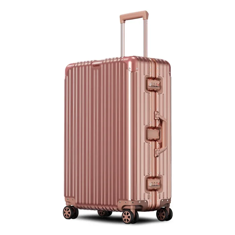 valise en aluminium 20/22/24/26/29 pouces, 100% alliage aluminium-magnésium, valise à roulettes avec serrure à combinaison, bagage cabine