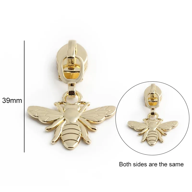 5/10/20 pièces en forme d'abeille 5 #   têtes de fermeture éclair pour fermetures éclair en nylon, tirettes de fermeture éclair pour sacs, vêtements, bagages, kit de réparation, accessoires de couture diy