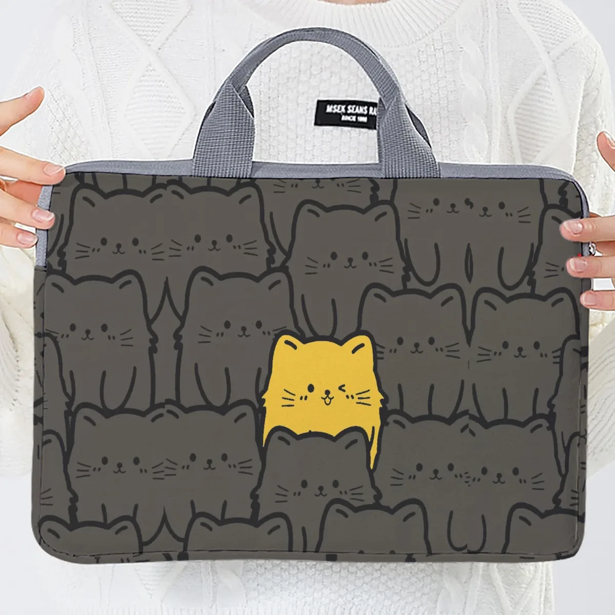 ensemble 1 pièce, sac pour ordinateur portable à motif de chat, mallette, adapté aux ordinateurs portables de 14 pouces, sac pour ordinateur portable fixe