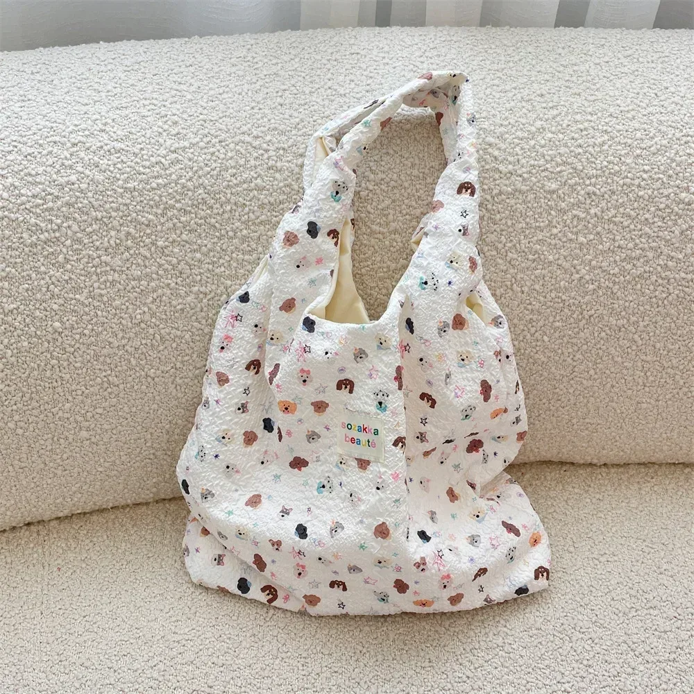 fourre-tout femme sac à provisions eco sac à main réutilisable épicerie shopper sac à main coréen femmes doux dessin animé sac à bandoulière livres pochette