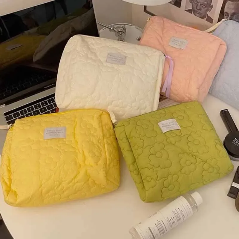sac à cosmétiques à motif de fleurs douces, emballage de maquillage portable, présentoir, organisateur de rangement, grande capacité, pochette de lavage de voyage pour femmes