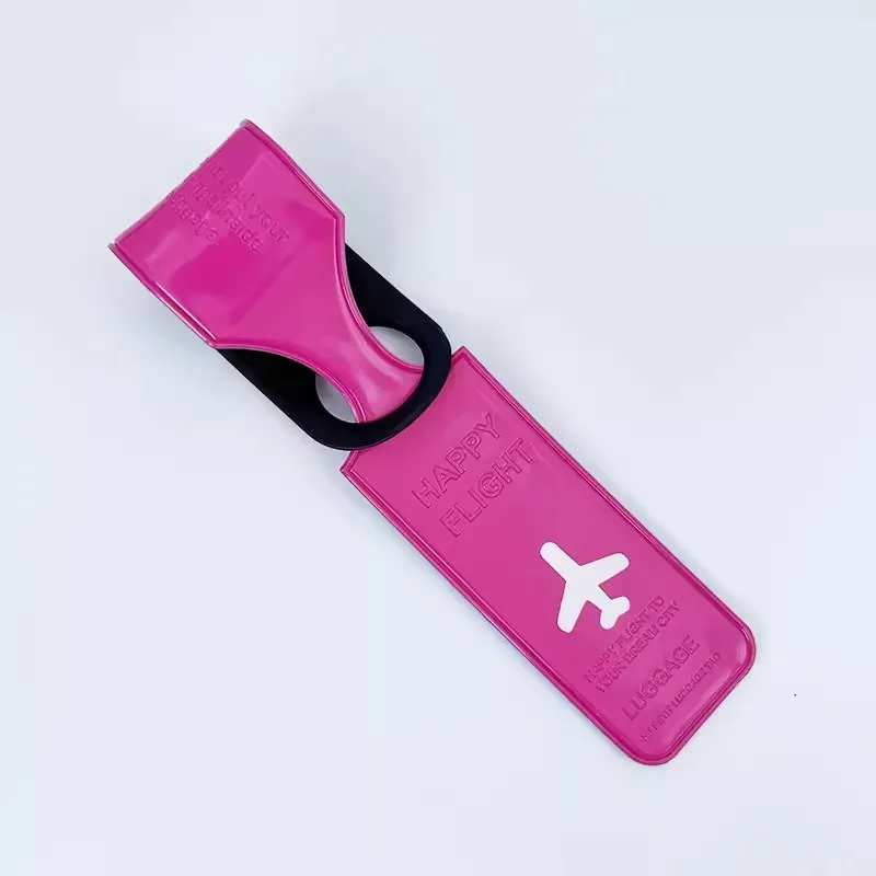 couverture d'étiquette de bagage, valise en cuir pu, clip d'adresse d'identification, étiquette d'embarquement de bagages, étiquette portable