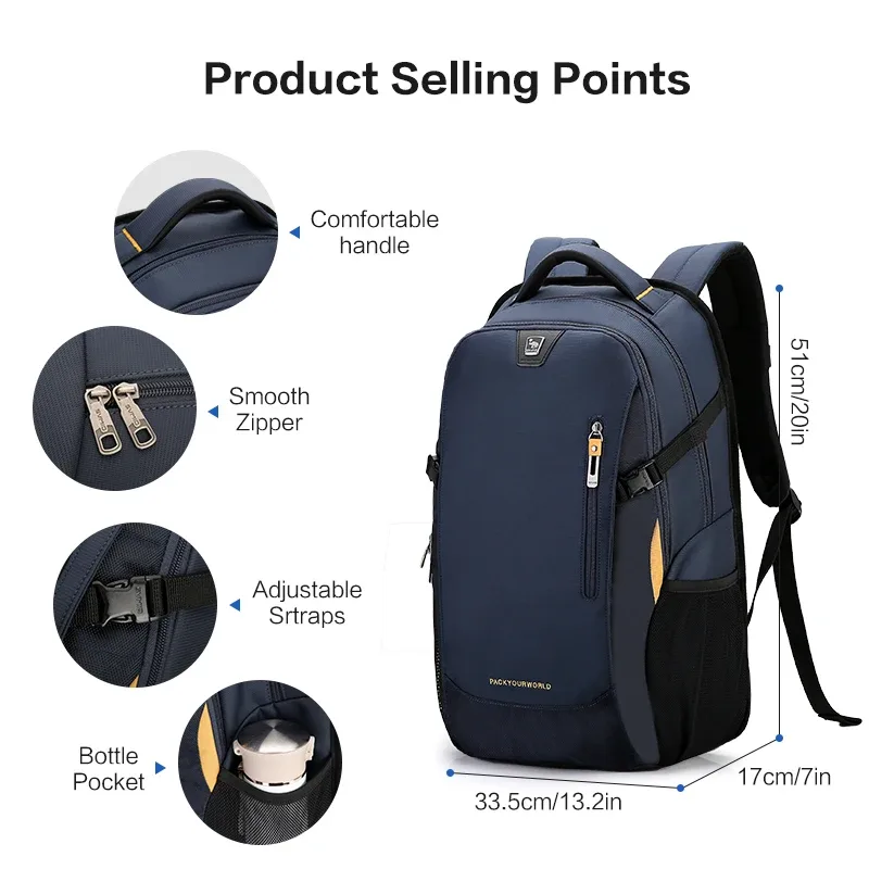 oiwas – sac à dos oxford pour hommes, sacs pour ordinateur portable, sac d'école décontracté et étanche pour étudiants, sac de voyage de grande capacité pour adolescentes et femmes