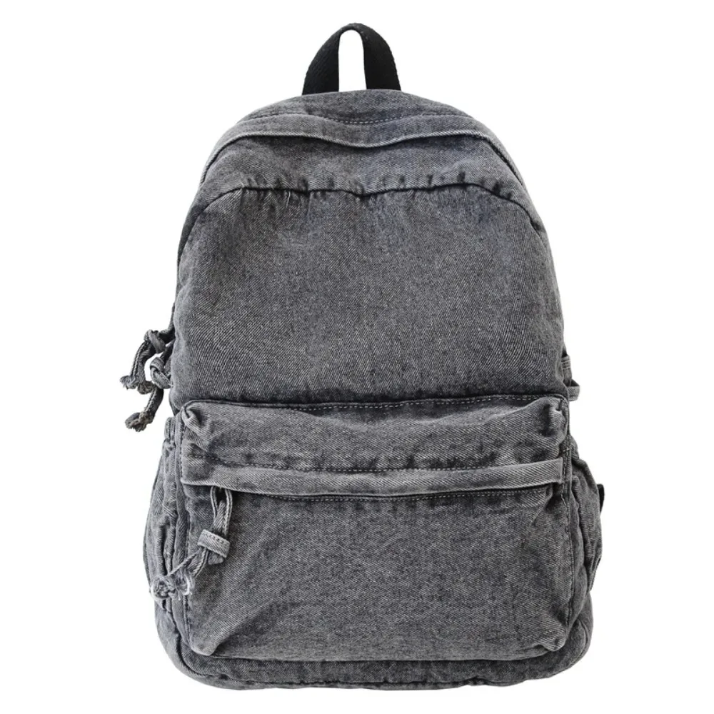 sac à dos en jean y2k décontracté, style urbain japonais, sac à main vintage grande capacité, sac bandoulière uni pour fille