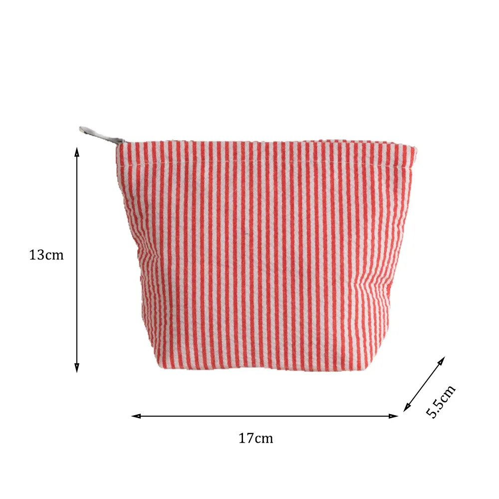 petits sacs à cosmétiques à la mode, sacs de rangement à rayures verticales pour femmes, sacs de maquillage avec fermeture éclair, sac de rangement de voyage portable